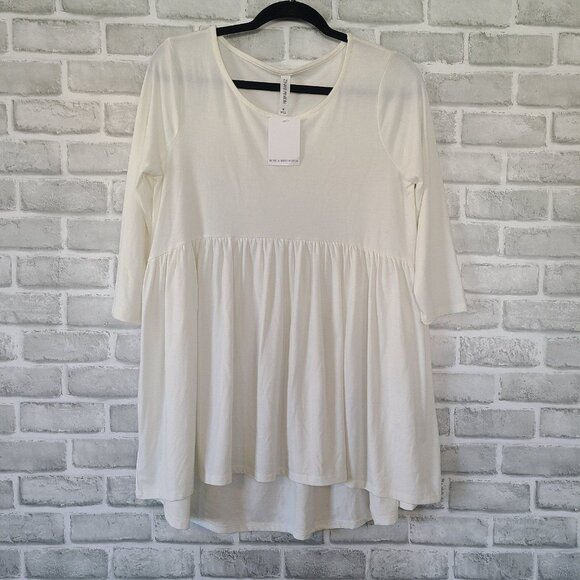 Rose and Remington Off White Ruffle Drop Dress Swing Oversized Medium NEW - Picture 1 of 9